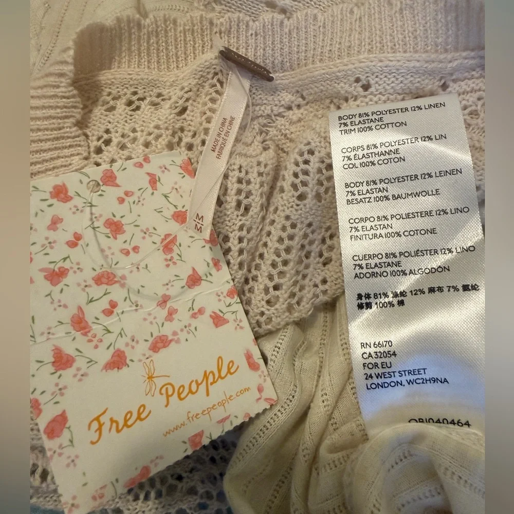 Free People Colette Long Sleeve Top | Medium | Sand | NWT